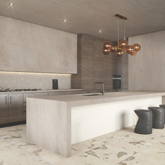 Fluted wall tile installation in Tempe commercial interior